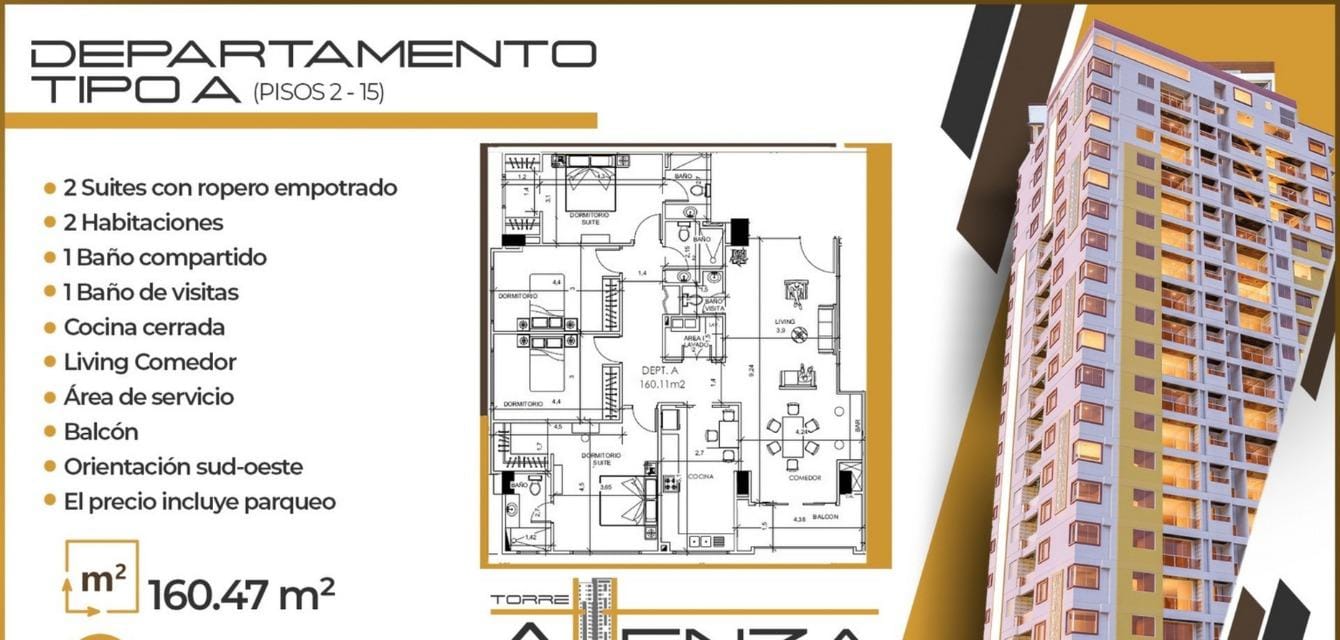 Moderno Departamento de 4 Dormitorios en Cala Cala Cochabamba a dos cuadras del Stadium