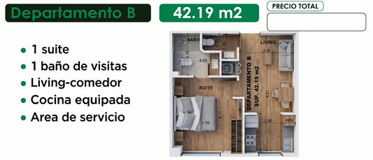 Garzonier en Pre Venta 42,19 M2 Cala Cala, Cochabamba