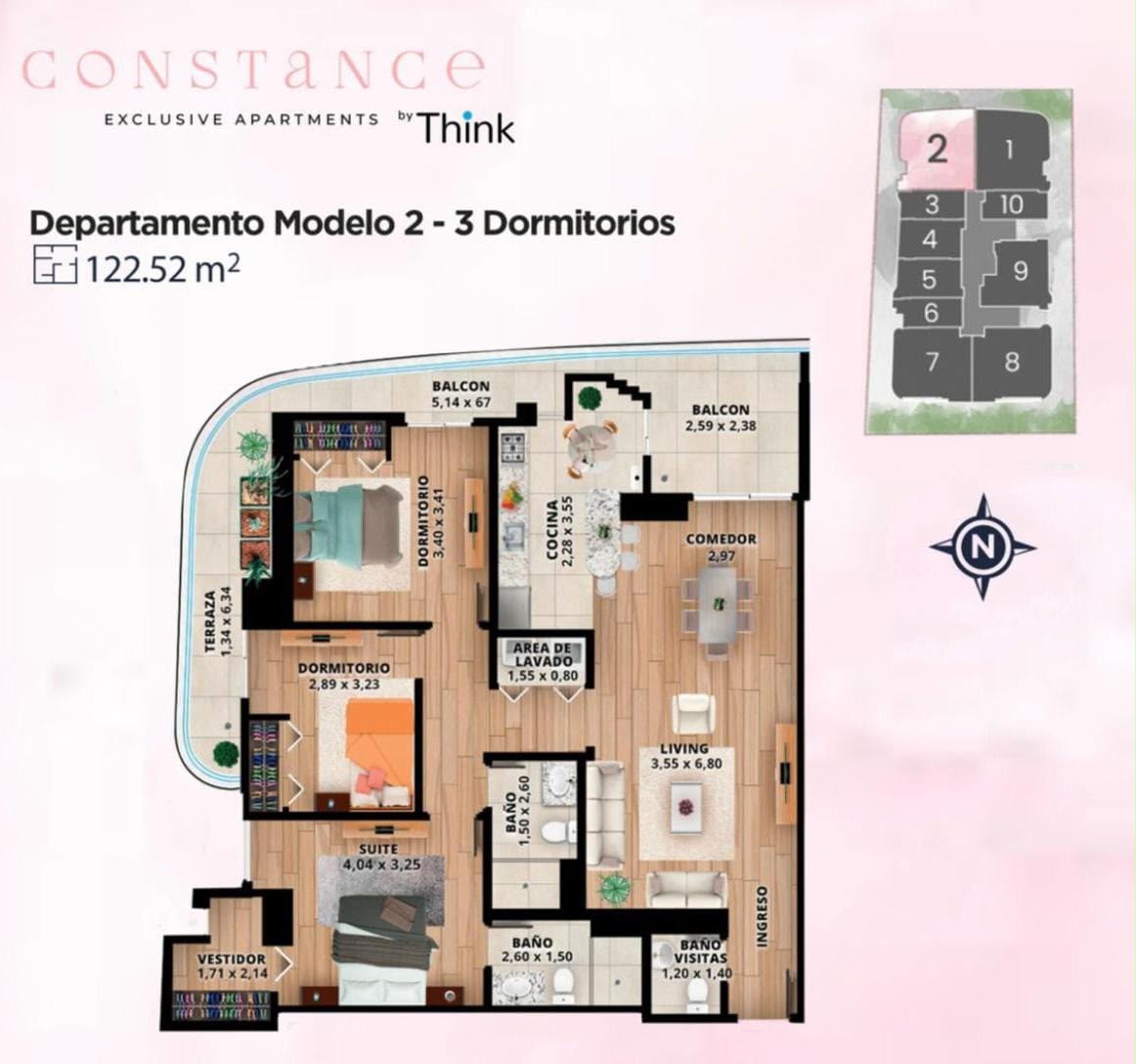 Exclusivo Departamento 3 Dormitorios en Piso 12 con Terraza | Edificio Constance - Cala Cala (122.52 m²)